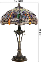 Tiffany Table Lamp Brown Yellow Stained Glass Desk Lamp 16X16X24 Inches Dragonfly Style Reading Light