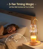 Candle Warmer Lamp Adjustable Timer - Electric Flower Glass Candles Warmers Adjustable Height Dimmable Vintage Base Modern Wax Candles Top Warmers for Small Jar Scented Wax Melts