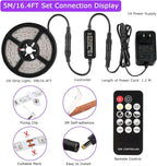 Upgraded 16.4ft/5M LED Black Light Strip Set with Remote, 300 LEDs, 12V Self-Adhesive Dimmable Black Light Fixture, for Dance Parties, SMD2835 LED Lamp Beads, Non-Waterproof
