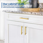 JOY DECOR 10 Pack 5 Inch Brushed Brass Square Cabinet Handles Stainless Steel Cabinet Hardware Pulls for Kitchen and Drawers with 7-3/8 Inch Overall Length