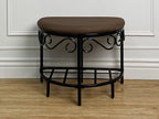 Mango Steam Half Moon Shoe Bench - Vanity Seat/Dressing Stool/Makeup Chair - Mocha Brown