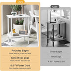 Apicizon 2 Tier End Table Set of 2, Small Side Table with Charging Station, Boho Bedside Table with USB Ports and Outlets, Nightstand for Small Spaces, Bedroom, Living Room, Easy Assembly, White
