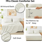 CozyLux King Size Comforter Set Ivory - 7 Pieces Bed in a Bag King, Luxury Soft Bed Set for All Seasons, Bedding Set with Down Alternative Comforter, Sheets, Pillowcases & Shams