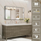 48x28 Inch LED Bathroom Mirror, Black Metal Framed Lighted Mirror for Bathroom, Wall Mouted LED Vanity Mirror with Lights, 3 Colors and Stepless Dimmable, Anti-Fog, Memory