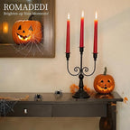 Romadedi Candelabra Black Candle Holders: 3 Arm Halloween Candlestick Holder11.8 Gothic Home Decor for Party Table Centrepiece Mantel Christmas, Set of 6