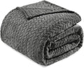 Exclusivo Mezcla Fleece Queen Size Blanket for Bed, 90x90 Inches Soft Cozy Jacquard Flannel Blankets, Lightweight Fuzzy Plush Warm for Winter, Dark Grey