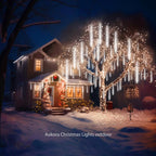 Aukora White Christmas Lights Outdoor, UL Plug 24 Tubes 576 LEDs Meteor Shower Light, Tandemable Icicle Snow Falling Rain Light for Xmas Tree Halloween Decorations Wedding Party Holiday Garden Decor