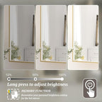 32x32 Inch LED Bathroom Mirror, Gold Metal Framed Lighted Mirror for Bathroom, Wall Mouted LED Vanity Mirror with Lights, 3 Colors and Stepless Dimmable, Anti-Fog, Memory