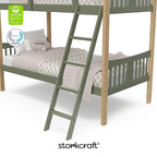 Storkcraft Caribou Bunk Bed Twin Over Twin Bunk Bed (Olive and Natural) - GREENGUARD Gold Certified, Twin Bunk Beds for Kids, Converts to 2 Individual Twin Beds (Mattress not Included)