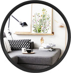 WallBeyond Round Wood Mirror 32 inch Black Circle Wall Mirror for Bathroom Round Wall Mirror for Wall Decor, Vanity, Entryway Living Room