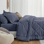 Love's cabin Twin XL Comforter Set Navy Blue, 5 Pieces Twin XL Bed in a Bag, All Season Bedding Sets with 1 Comforter, 1 Flat Sheet, 1 Fitted Sheet, 1 Pillowcase and 1 Pillow Sham