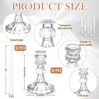 Suclain 24 Pcs Glass Taper Candle Holder Sets 12 Candlestick Holder with 12 White Long Candles for Wedding Party Decor Dinner Decoration(Clear)