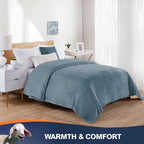 Walensee Fleece Blanket Plush Throw Fuzzy Lightweight (King Size 108x90 Washed Blue/Slate Blue/Grey Blue) Super Soft Microfiber Flannel Blankets for Couch, Bed, Sofa Warm and Cozy for All Seasons