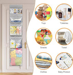 Hanging Toy Storage over Door, Block Stuffed Animal Organizer Idea with 4 Removable Case Bag, Bi-Fold Closet Holder with Mesh Pocket for Kid Boy Girl