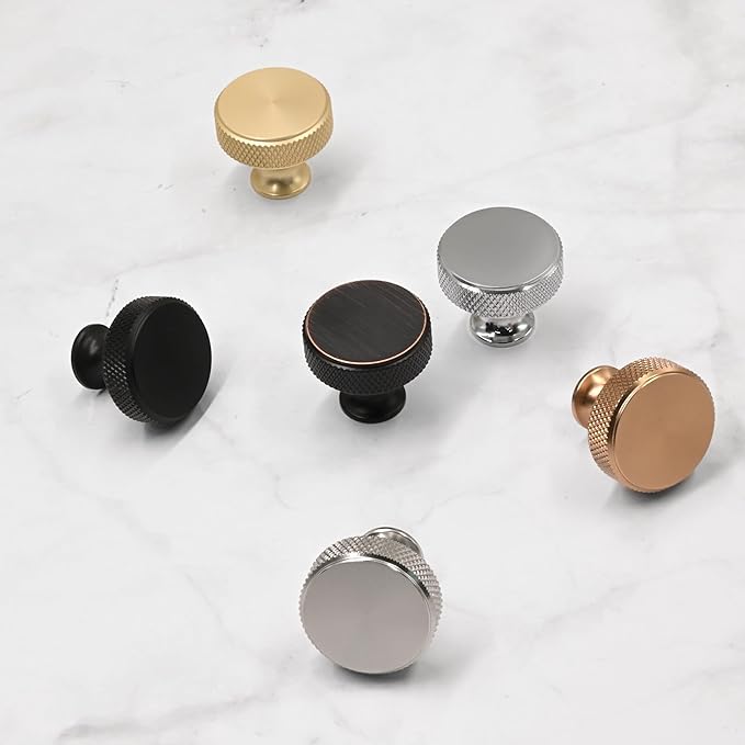 Asidrama 10 Pack Champagne Bronze Kitchen Cabinet Knobs Knurled Dresser Knobs Drawer Knob Cabinet Hardware Aluminum Knob for Dresser Drawers