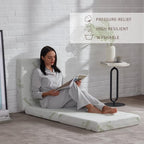 SINWEEK Memory Foam Folding Mattress, 4 Inch Foldable Trifold Mattress Topper, CertiPUR-US Certified Guest Bed with Cooling Cover & Waterproof Lining