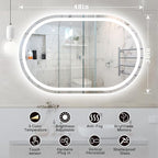 Oval LED Bathroom Mirror 48x30 Inch,Frameless LED Oval Bathroom Mirror with Lights,Anti-Fog Mirror for Bathroom Wall with Light,Dimmable 3 Color Vanity Mirror with Light(Horizontal/Vertical)