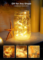 Brightown 12 Pack Led Fairy Lights Battery Operated String Lights Waterproof Silver Wire 7 Feet 20 Led Firefly Starry Moon Lights for DIY Wedding Party Bedroom