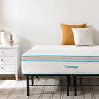 Linenspa 12” Memory Foam and Innerspring Hybrid Mattress + 14” Black Metal Platform Bedframe – Twin XL Mattress + Metal Folding Twin XL Bedframe