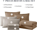 Monbix Oversized Queen Comforter Set - 7 Pieces Brown Bed in a Bag Queen Bedding Sets with Comforters, All Seasons Down Alternative Comforter Bed Set with Sheets,Pillowcases & Shams