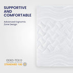 SLEEP ZONE Full Size Cooling Mattress Topper for Double Bed, Premium Zoned Cool Mattress Pad Cover, Padded Mattress Protector Breathable Washable, Deep Pocket 8-21" (White, Full)