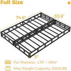Split Full Box Spring 5 Inch, Easy Assembly Bed Foundation, Heavy Duty Low Profile Metal Box Spring for Full Bed with Fabric Cover, Noise Free