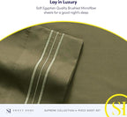 King Size Sheets - Breathable Luxury Bed Sheets with Full Elastic & Secure Corner Straps Built In - 1800 Supreme Collection Extra Soft Deep Pocket Bedding Set, Sheet Set, King, Olive