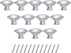 Tomorotec 12-Pack 30mm Crystal Clear Glass Silver Base Cabinet Drawer Pulls, Diamond Shape Cupboard Knobs with Screws for Kitchen, Dresser, Cupboard, Bathroom, Wardrobe (1.2 inch/30mm)