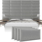Vänt Upholstered Wall Panels - Queen/Full Size Wall Mounted Headboards - Metallic Silver - Set of 4 Panels (Each Individual Panel 30"x11.5")