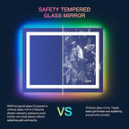 LOAAO 40”X30“ RGB LED Bathroom Mirror with Lights for Bathroom, Anti-Fog, Dimmable，Multiple Light Modes, RGB Backlit + Front Light, Memory Function, Tempered Glass