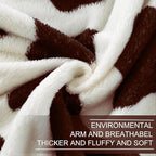 Richave Fleece Cow Print Blanket for All Season - Premium Lightweight Anti-Static Brown and Ivory Throws Travel Blankets Plush Gift for Daughter Mom, Bedroom Decor 51" x 60"(Brown Cow)