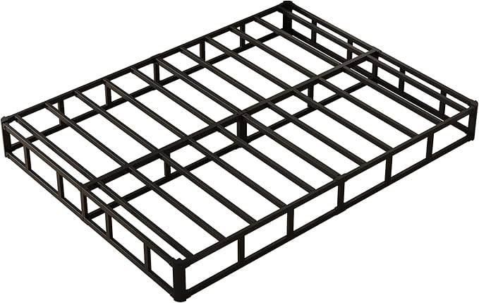 King Box Spring 9 Inch, Heavy Duty Metal Box Spring Bed Base with Fabric Cover, Mattress Foundation, Easy Assembly, Noise Free, Black