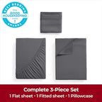 Mellanni Twin Sheets Set - 3 PC Iconic Collection Bedding - Hotel Luxury, Extra Soft, Cooling Bed Sheets - Wrinkle, Fade, Stain Resistant (Twin, Gray)