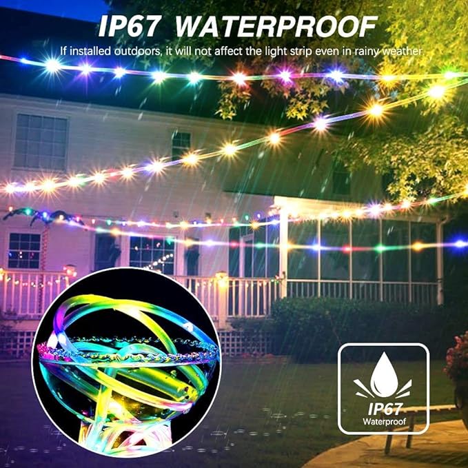 Color Changing Rope Lights String Lights for Bedroom, Battery Powered Light Strip 40ft 8 Modes Hanging Fairy Lights with Remote for Camping Halloween Christmas, 2 Pack
