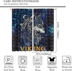 Viking Wolf Curtains Blue Rune Nordic Gothic Animal Curtains Dark Ancient Totem Mythological Pattern Printed Curtains Boys Bedroom Living Room Decoration Blackout Curtains W63 * L63 Inch