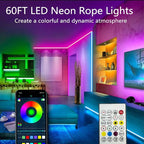 80FT Neon Rope Lights,Flexible Led Rope Light Control with App/Remote,Multiple Modes,Music Sync,IP65 Outdoor RGB Led Strip Lights Waterproof