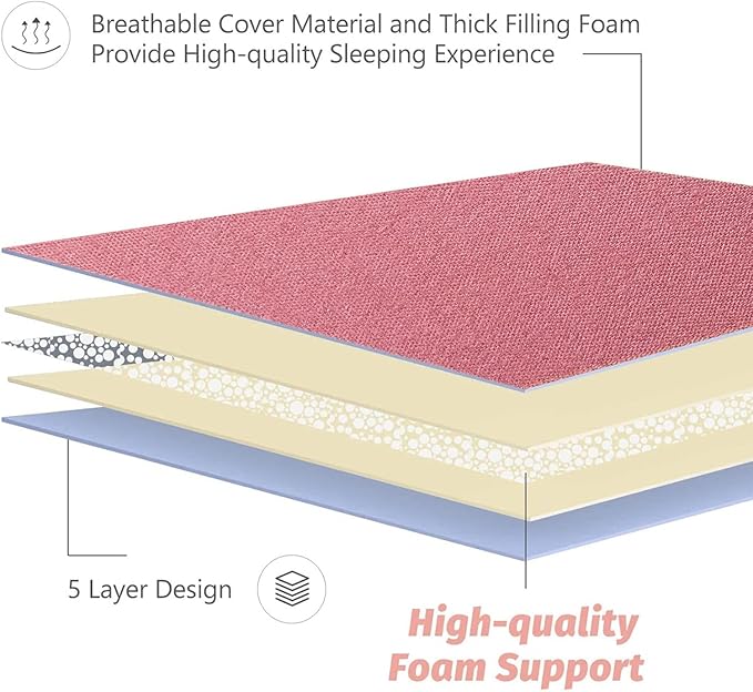 MAXYOYO Japanese Futon Mattress Twin Size Floor Mattress, Thicken Tatami Mat Sleeping Pad Roll Up Mattress Floor Bed Folding Couch Bed Mattress Pad for Guest Room, Pink, Twin