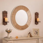 Rustic Candle Holder Farmhouse Wall Decor - Brown Candle Sconces Set of Two Wooden Vintage Hanging Wall Decoration for Fireplace Mantel Living Room Bedroom Dining Room