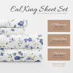 Linen Market Double-Brushed Patterned Microfiber California King Sheet Set 4 Piece – OEKO-TEX Certified Ultra Soft & Wrinkle-Free - 16" Deep Pocket Sheets Easy Care Cal-King Size - Blossoms Light Blue