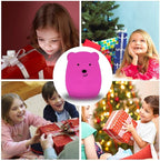 Bear Night Light for Kids, Rechargeable LED Children Lamp, Soft Silicone (BPA Free) for Baby/Boy/Girl/Adult, Remote & Touch Control Adjustable Brightness and Color (9 Colors), Eye Caring
