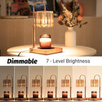 Candle Warmer Lamp with Timer, Dimmable Electric Candle Wamer Adjustable Height, Glass Modern Candle Melter Lamp, Amber, Gifts for Women Mom