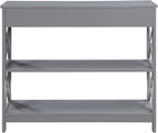 Convenience Concepts Oxford 1-Drawer Console Table 39.5" - Farmhouse Sofa Display with Storage Shelf For Living, Family, & Dining Room, Modern Entryway Hall Table for Kitchen, Bedroom, Gray