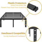 ALDRICH Metal Bed Frame Queen Size - 16 Inch Tall Black Basic Steel Slats Platform, Easy Assembly Heavy Duty Noise Free Bedframes, No Box Spring Needed