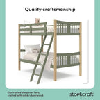 Storkcraft Caribou Bunk Bed Twin Over Twin Bunk Bed (Olive and Natural) - GREENGUARD Gold Certified, Twin Bunk Beds for Kids, Converts to 2 Individual Twin Beds (Mattress not Included)