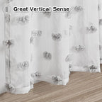 MYSKY HOME Grey Curtains for Bedroom Windows 2 Panels Pom Pom Sheer Curtains 84 Inch Long for Living Room Nursery Kids Room Rod Pocket Boho Farmhouse Dining Room Window Drape 52 x 84 inch