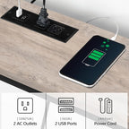 78.7" Console Table with Power Outlet, Narrow Sofa Table, Industrial Entryway Table with USB Ports, Behind Couch for Entryway, Hallway, Foyer, Living Room, Greige CTHG20E01