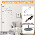 Grey LED Floor Lamp, 18W 1800LM Bright Floor Lamps with Remote & Works with Smart Plug, Dimmable Timing Eye Caring Reading Light Modern Standing Floor Lamp for Living Room Bedroom Office