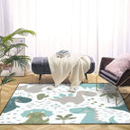 Dinosaur Baby boy Seamless Sweet Dino Palm Cactus Scandinavian Cute Area Rug Outdoor Patio Rug Play Mat Modern Floor Carpet Non-Slip Home Decor Living Room Kids Bedroom Nursery, 3x5 ft