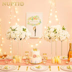 NUPTIO Flower Ball Arrangement Bouquet - 10 Pcs 15.7 inch Diameter White Fake Flowers Roses Balls for Centerpieces Tables - Artificial Rose Arrangements for Wedding Centerpiece Table Decorations