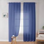 OWENIE Sheer Curtains 84 Inches Long 2 Panels Set for Bedroom Living Room, Light Filtering Voile Blue Sheer Curtains, Airy Rod Pocket Farmhouse Curtains, Royal Blue, Each 42Wx84L inch